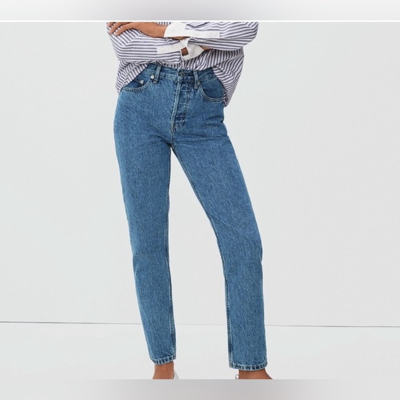 Everlane OG Cheeky Crop Blue Straight Leg Jeans - Picture 1 of 11